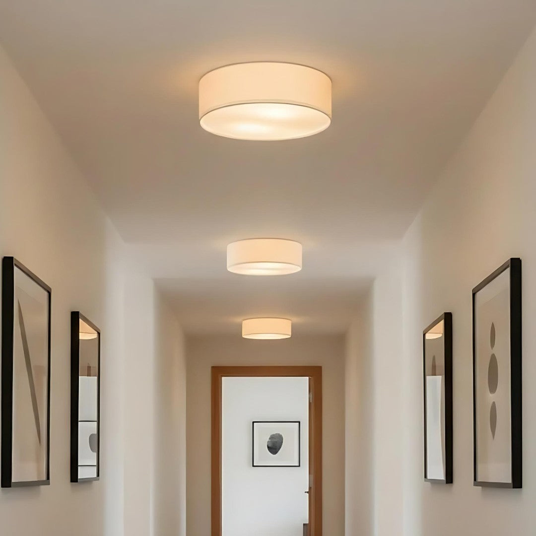 Fabric Flush Mount Drum Shade Ceiling Light for Bedroom & Living Room – Hardwire Installation | Thomler