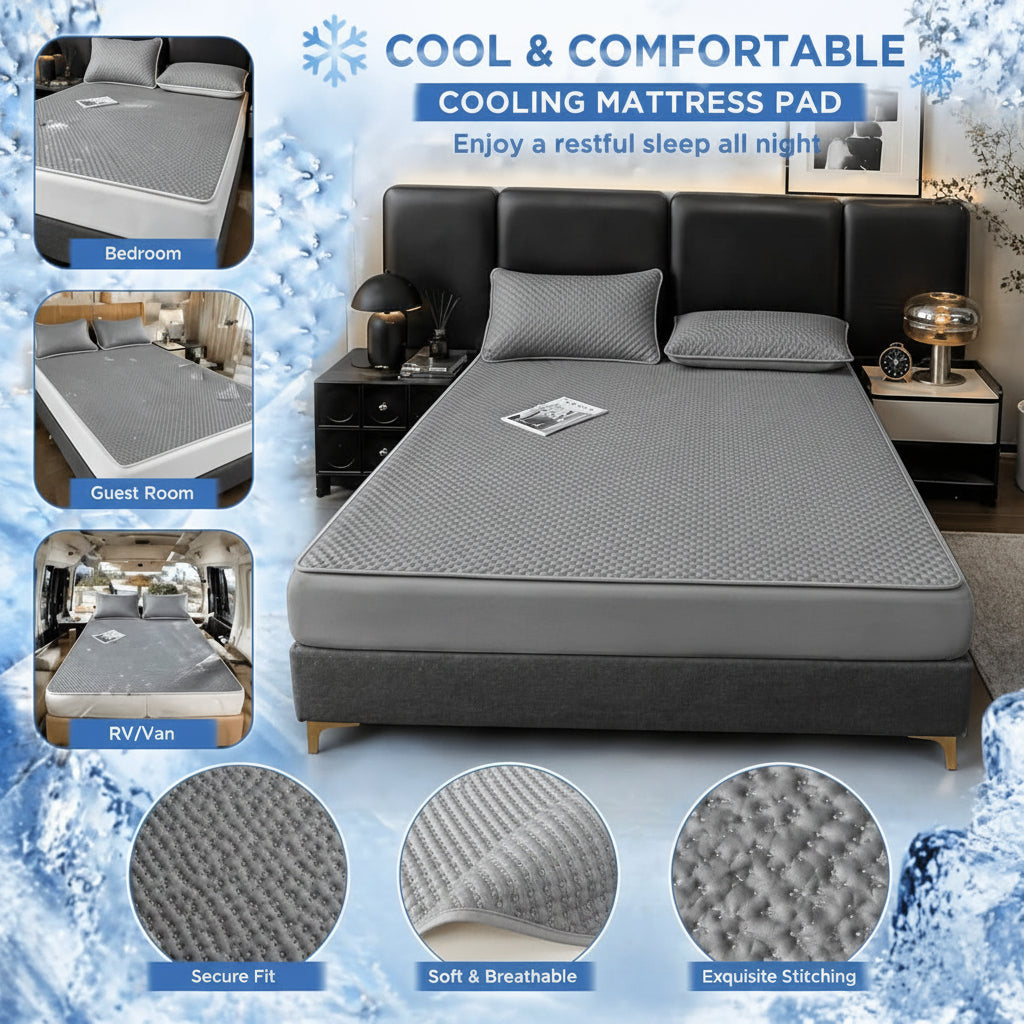 Foldable Cooling Sleep Mat for Summer – Breathable Waffle Texture Bed Pad with Soft Touch Surface – Portable Bedding Topper for Hot Weather | Thomler