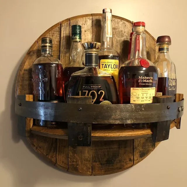 Bottle Wall Rack Solid Wood 4 Bottle Brown Home Bar Kitchen Display Storage Organiser Rustic Decorative Shelf | Thomler