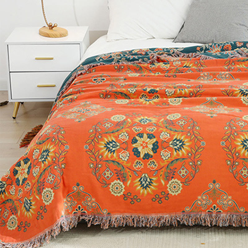 Reversible Cotton Quilt Lightweight Floral Bedspread for All Seasons Queen King Full Size Breathable Coverlet | Thomler