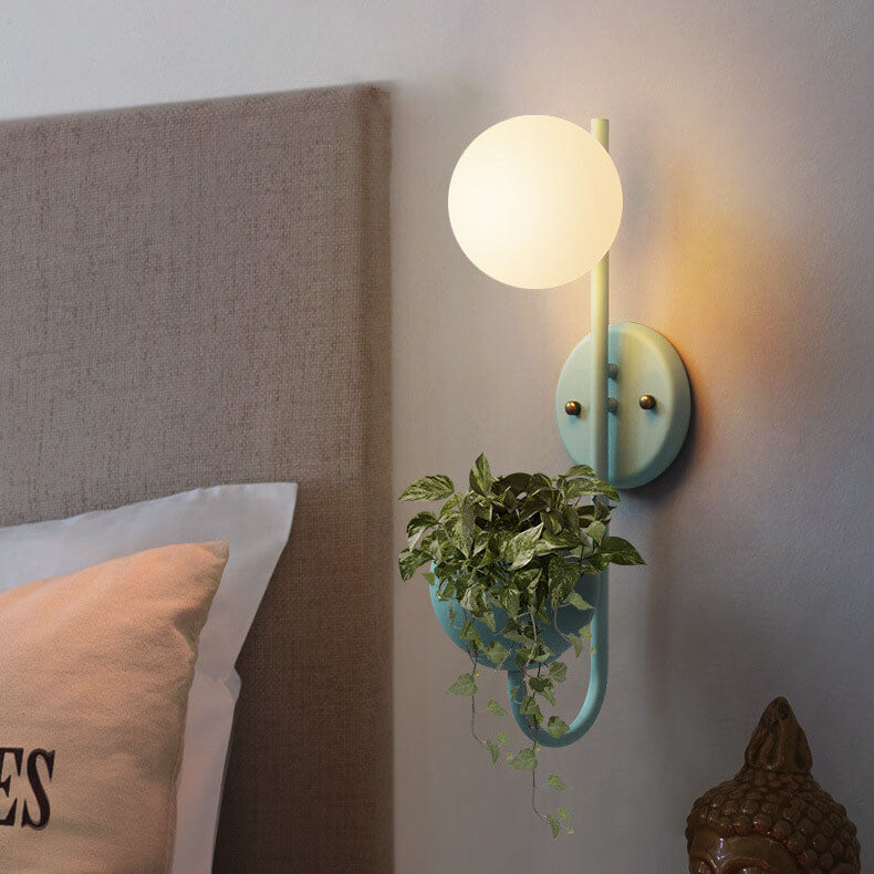 Wall Lamp Iron Glass 9.3 in Industrial Blue Yellow Green Bedroom Bedside Lighting Fixture Vintage Hardwired Sconce | Thomler