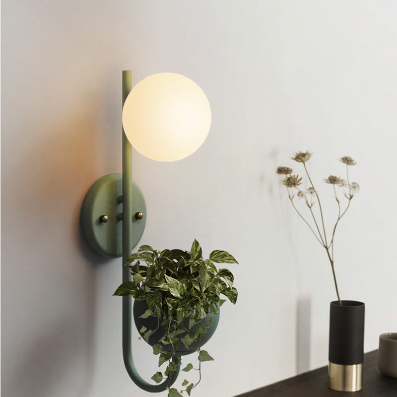 Wall Lamp Iron Glass 9.3 in Industrial Blue Yellow Green Bedroom Bedside Lighting Fixture Vintage Hardwired Sconce | Thomler