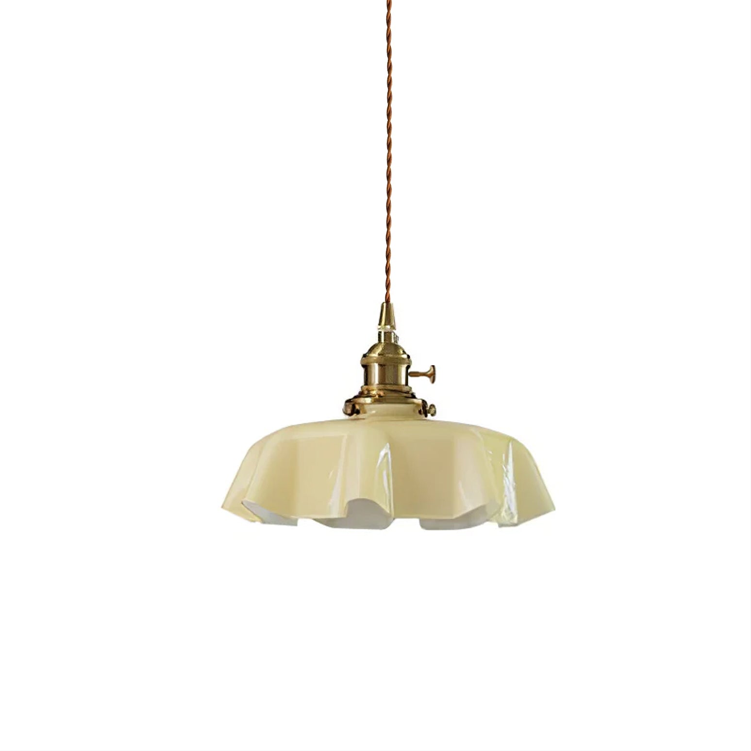 Ceramic Pendant Light 9.8 in x 5.1 in Adjustable Ceiling Indoor White Beige Pink Blue Vintage Lampshade | Thomler
