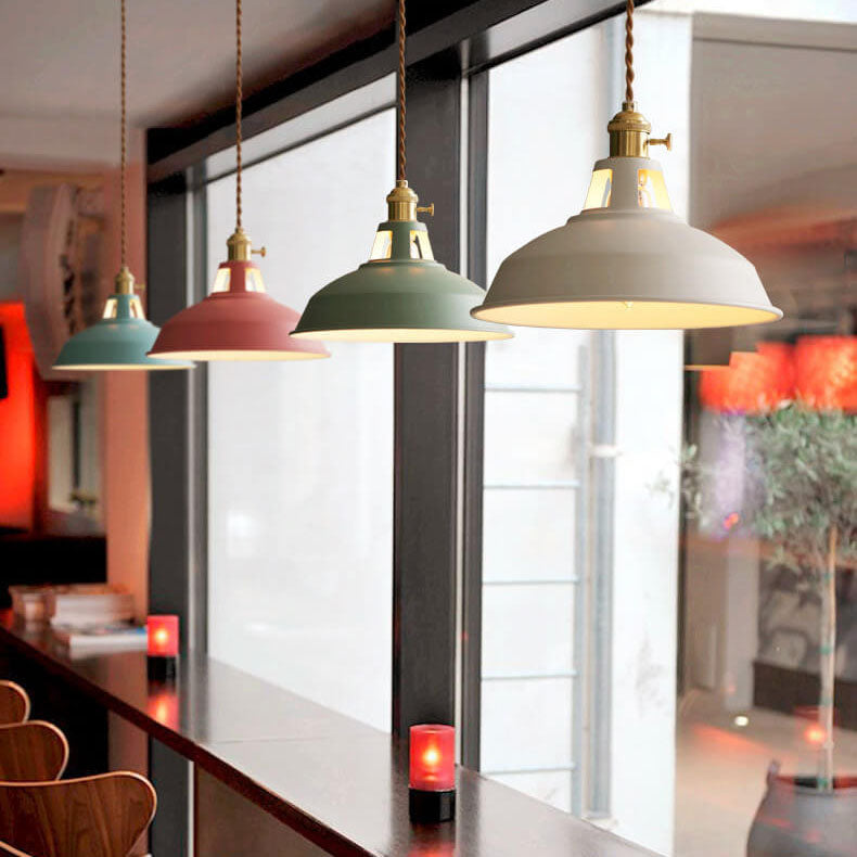 Hanging Dome Ceiling Fixture with Metal Shade for Kitchen Island & Dining Room – Hardwired Single-Bulb Farmhouse Design | Thomler