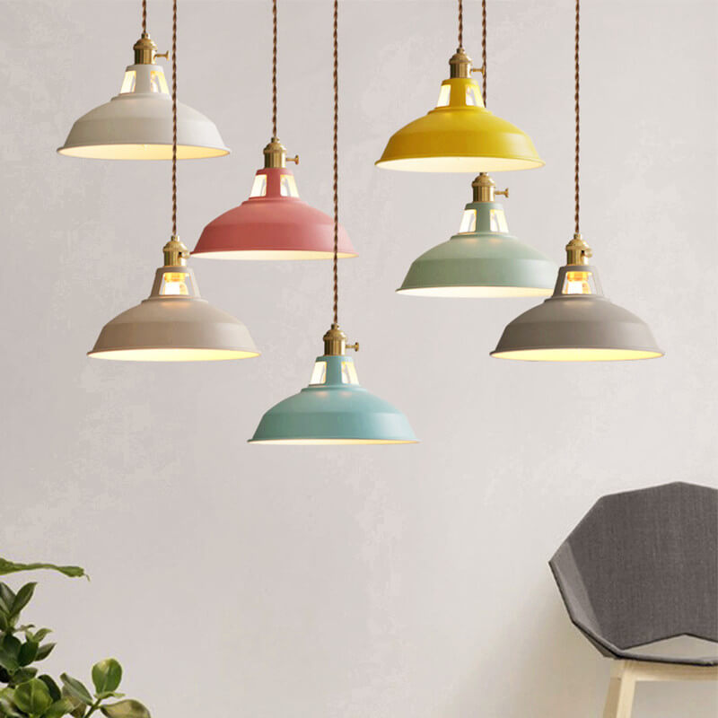 Hanging Dome Ceiling Fixture with Metal Shade for Kitchen Island & Dining Room – Hardwired Single-Bulb Farmhouse Design | Thomler