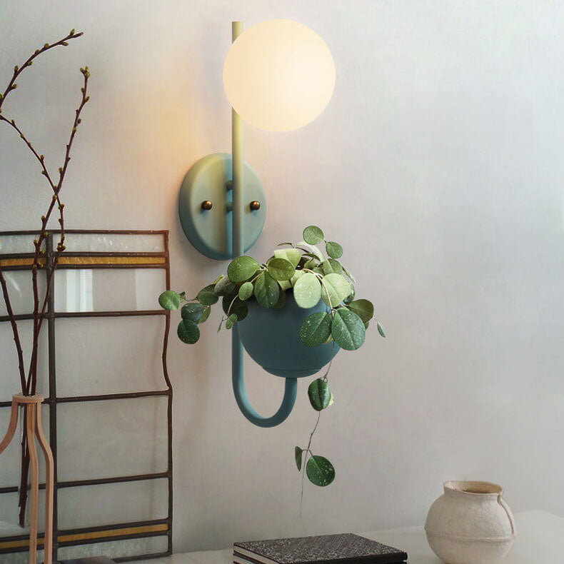 Wall Lamp Iron Glass 9.3 in Industrial Blue Yellow Green Bedroom Bedside Lighting Fixture Vintage Hardwired Sconce | Thomler