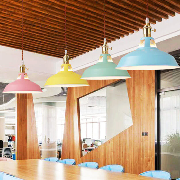 Hanging Dome Ceiling Fixture with Metal Shade for Kitchen Island & Dining Room – Hardwired Single-Bulb Farmhouse Design | Thomler