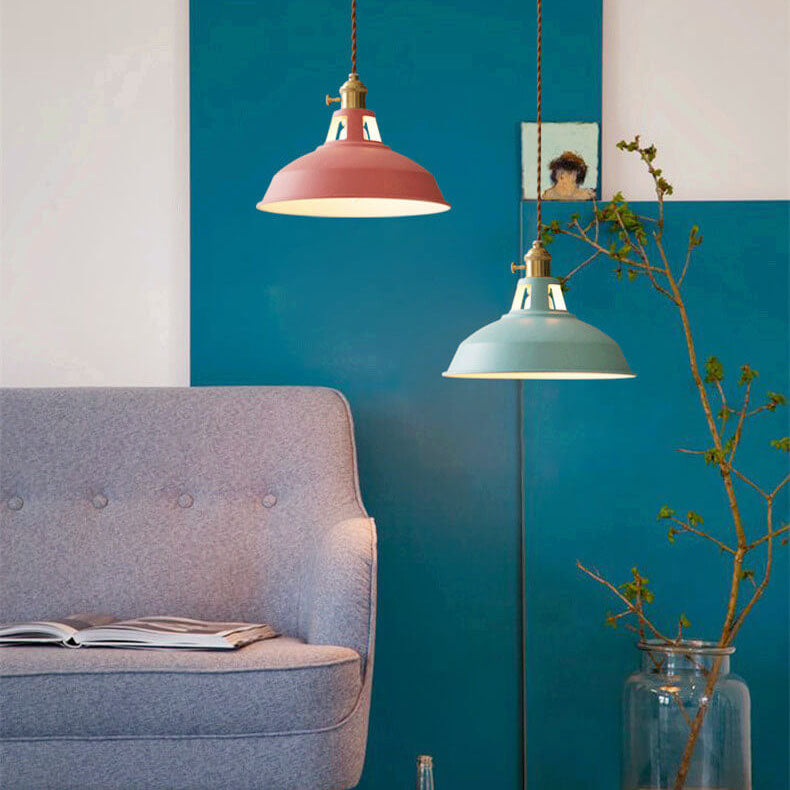 Hanging Dome Ceiling Fixture with Metal Shade for Kitchen Island & Dining Room – Hardwired Single-Bulb Farmhouse Design | Thomler