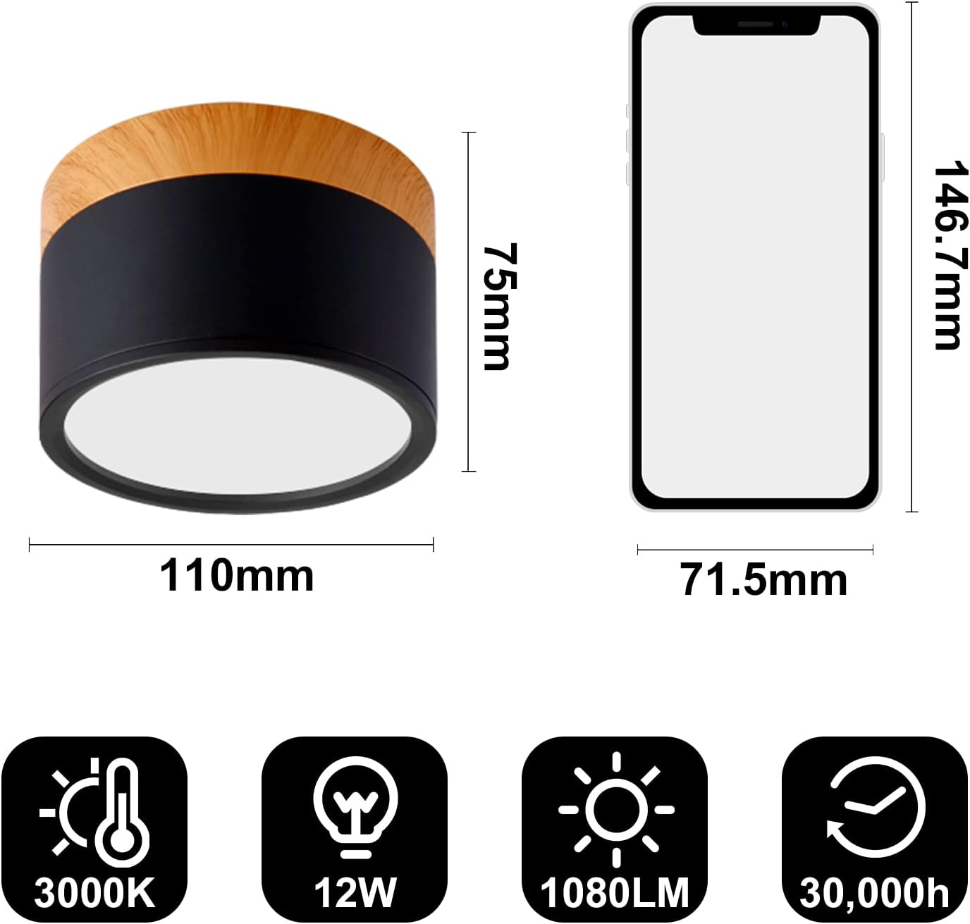 Ceiling Light Aluminium Wood LED 5W 7W Modern Hallway Living Room Surface Mount Lamp | Thomler