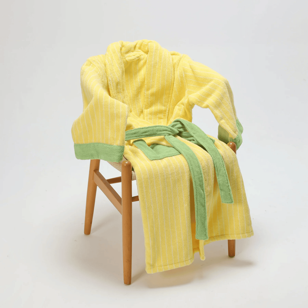 Organic Cotton Striped Terry Robe for Women – Soft Jacquard Loungewear Bathrobe with Coordinated Two-Tone Colors for Everyday Comfort | Thomler
