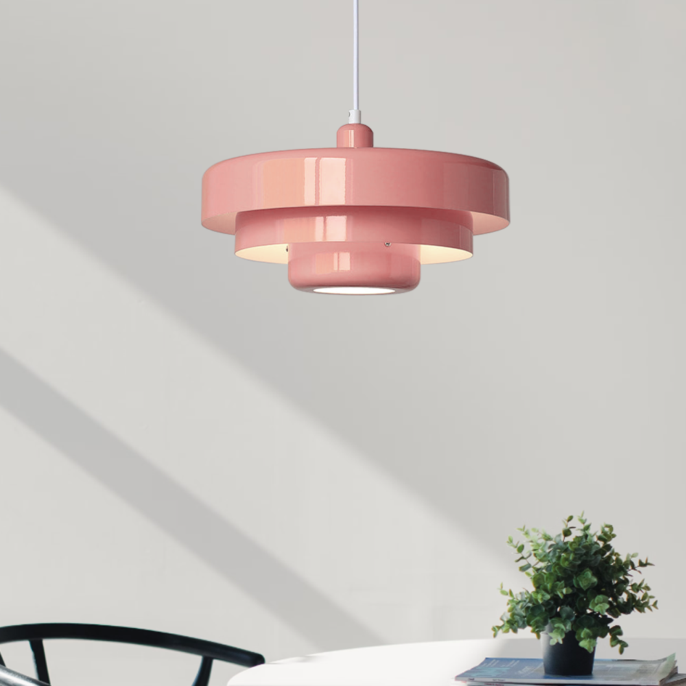 Round Metal Pendant Light 14-Inch Industrial Farmhouse Ceiling Fixture for Kitchen Island Dining Room Bedroom E26 Socket Green Orange | Thomler