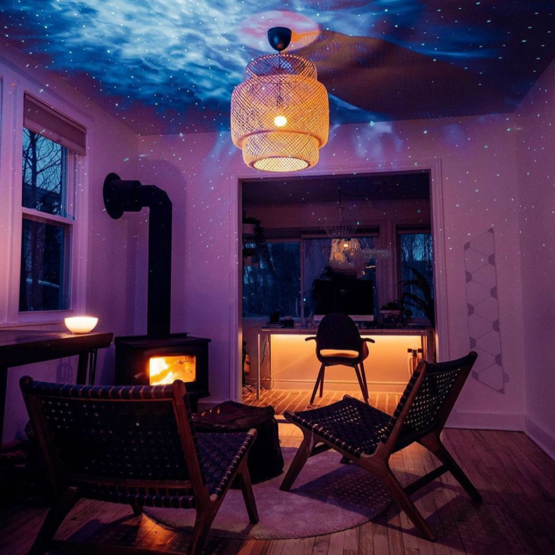Galaxy Projector ABS Plastic 5 in Home Bedroom Ceiling Night Light 21 Colors Bluetooth Music Remote Controlled Ambiance Lamp | Thomler