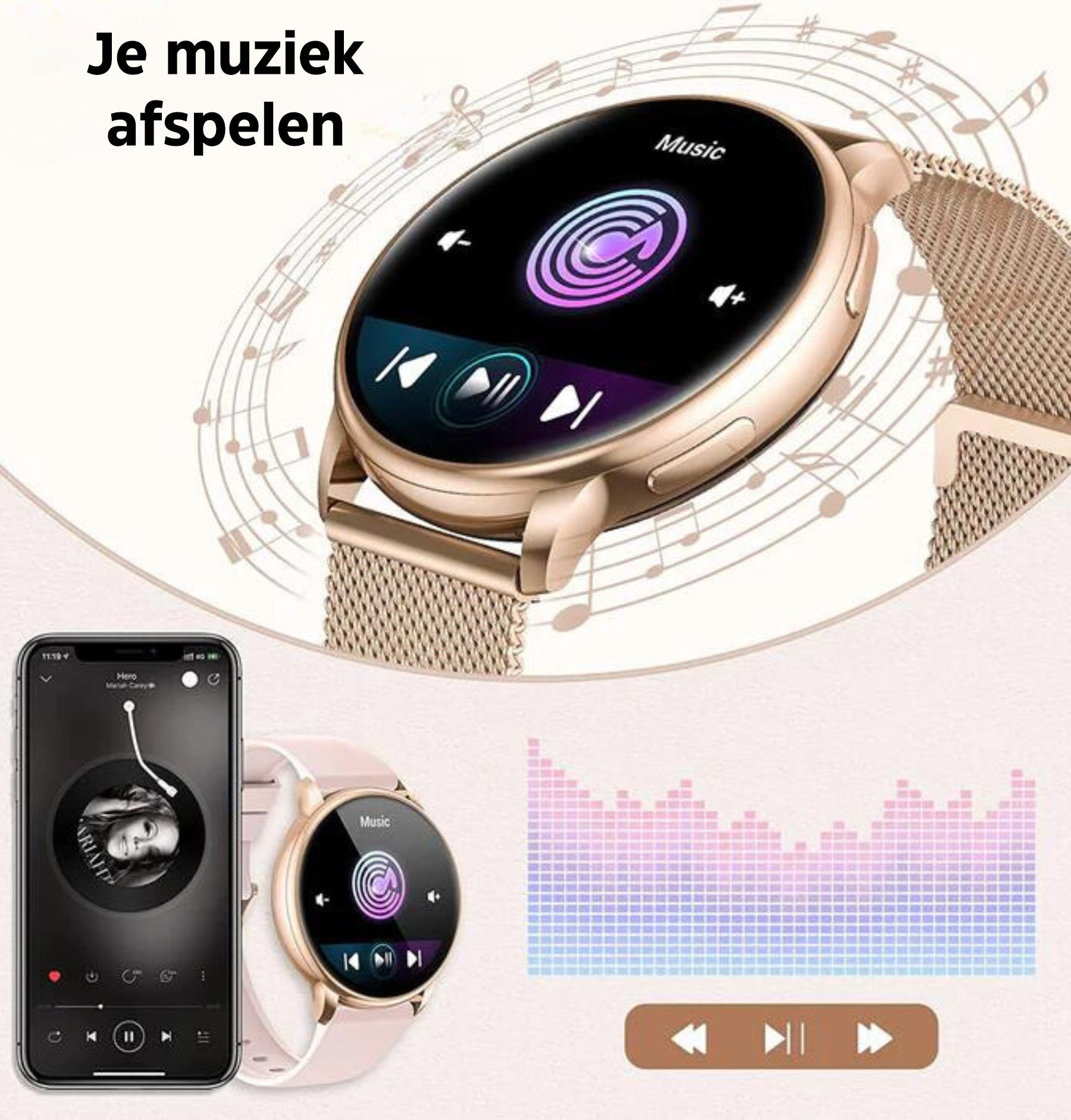 Smartwatch Dames Met Bellen Hartslagmeter Fitness Tracker | Navando