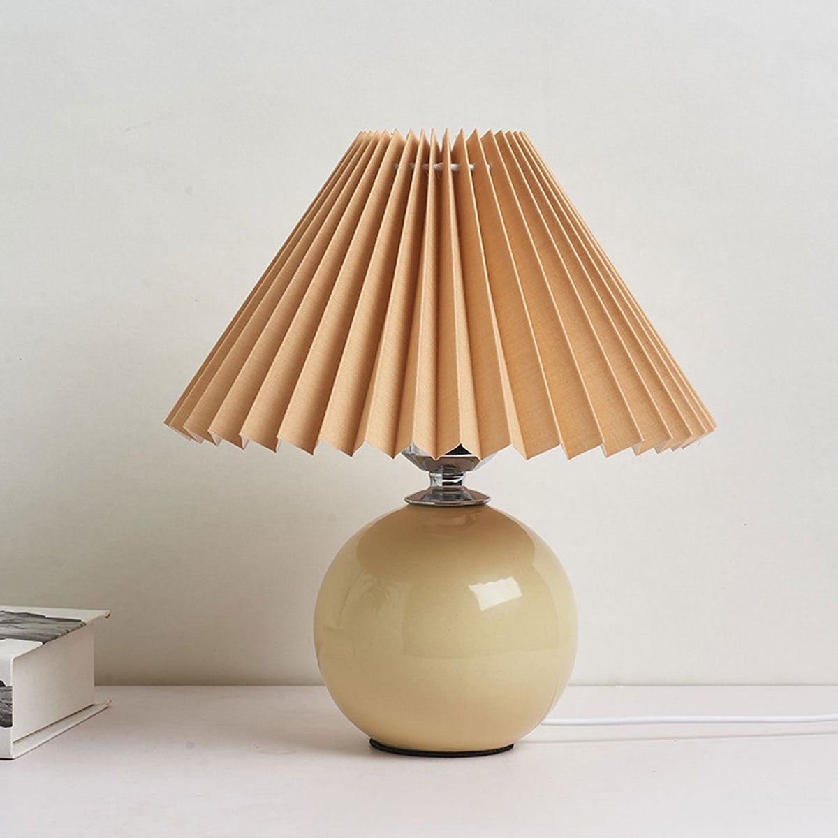 Ceramic Table Lamp with Fabric Shade – Modern Accent Lighting for Bedroom, Living Room & Home Office | Thomler