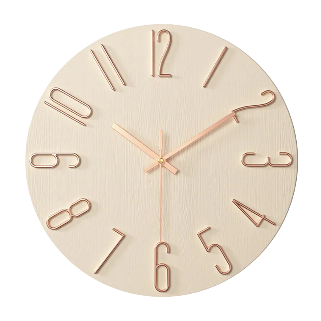 12-Inch Quartz Wall Clock – Minimalist Round Design for Home, Office, Bedroom & Kitchen – Silent Non-Ticking Battery Operated | Thomler