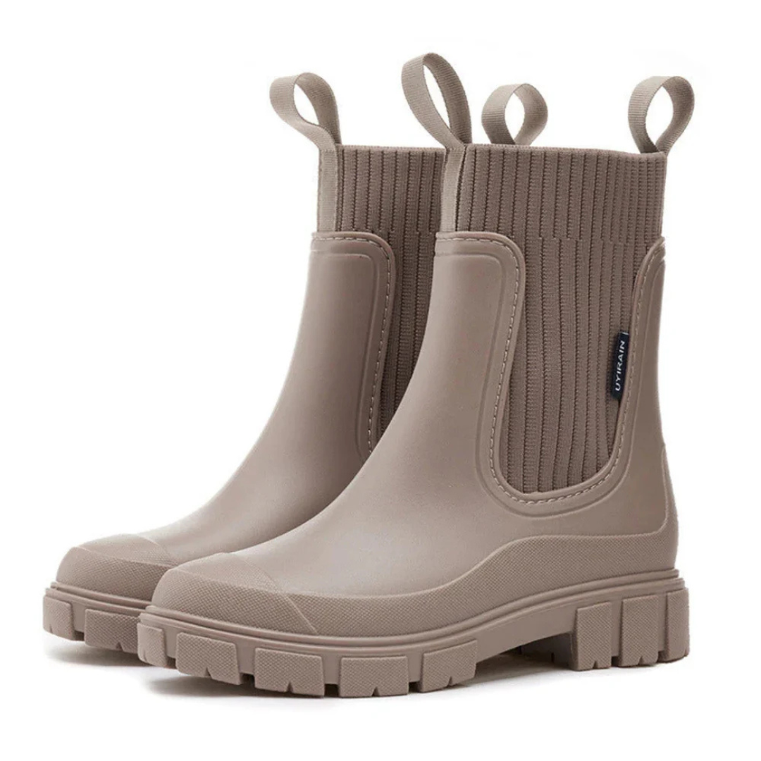 Women's Waterproof Ankle Rain Boots with Non-Slip Sole – Chelsea Pull-On Short Booties for Wet Weather, Urban Commute & Outdoor | Thomler