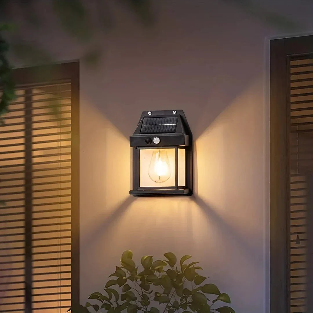 Solar Motion Sensor Wall Light for Outdoor Garden & Patio - Wireless LED Lantern with Auto-On Dusk to Dawn Sensor | Thomler