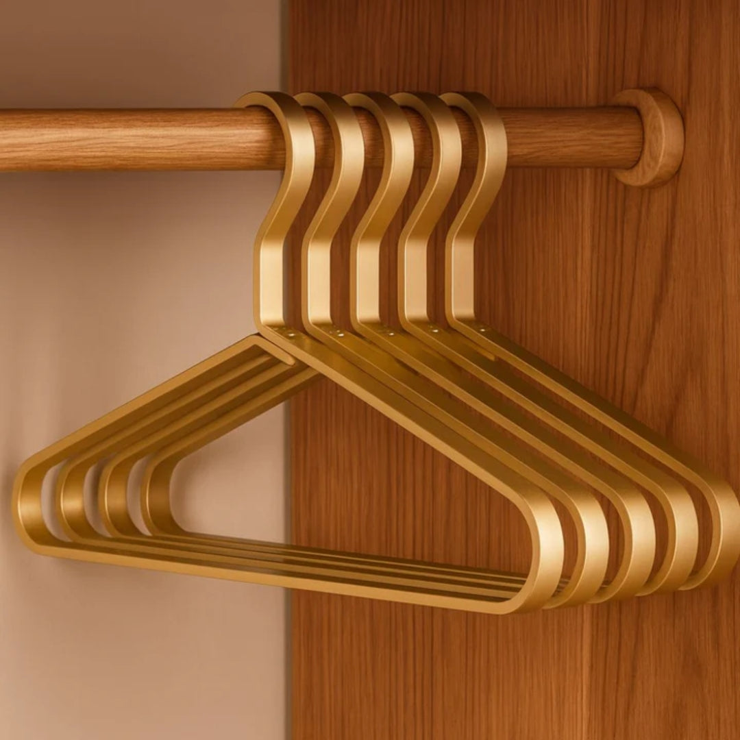 Space-Saving Aluminum Clothes Hangers Set of 4 for Closet Organization, Non-Slip Design for Jackets Dresses Shirts & Business Attire | Thomler
