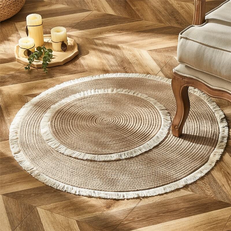 Woven Circular Jute Floor Mat – Natural Fiber Area Rug for Living Room & Bedroom | Thomler