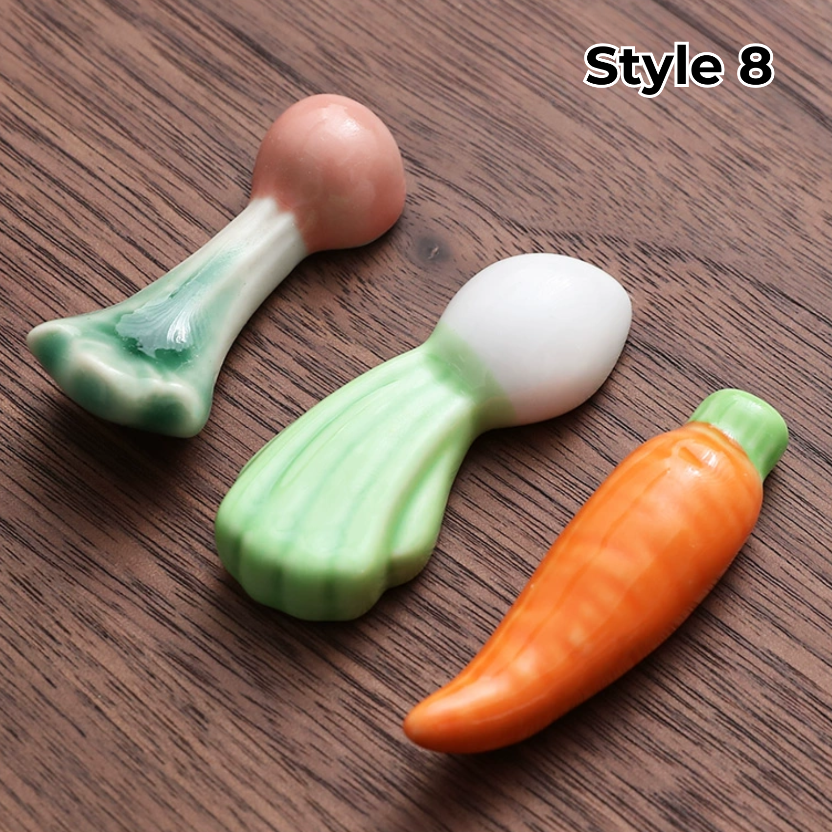 Porcelain Utensil Holders with Animal and Fruit Designs for Asian Dining – Set of 3 Decorative Tabletop Rests | Thomler