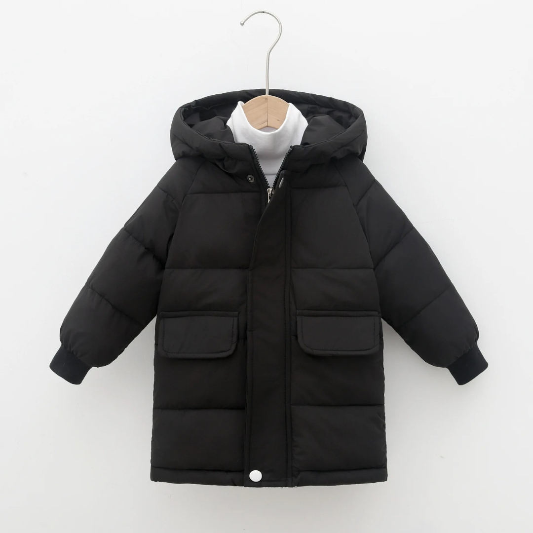 Insulated Longline Hooded Puffer Jacket for Kids – Full-Zip Heavyweight Winter Coat Ages 3-12 | Thomler