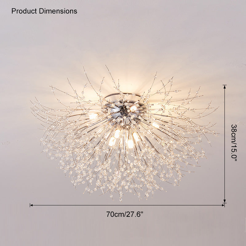 Ceiling Light Metal Crystal 15.7 in Flush Mount Bedroom Hallway Dandelion Design Decorative Lighting | Thomler