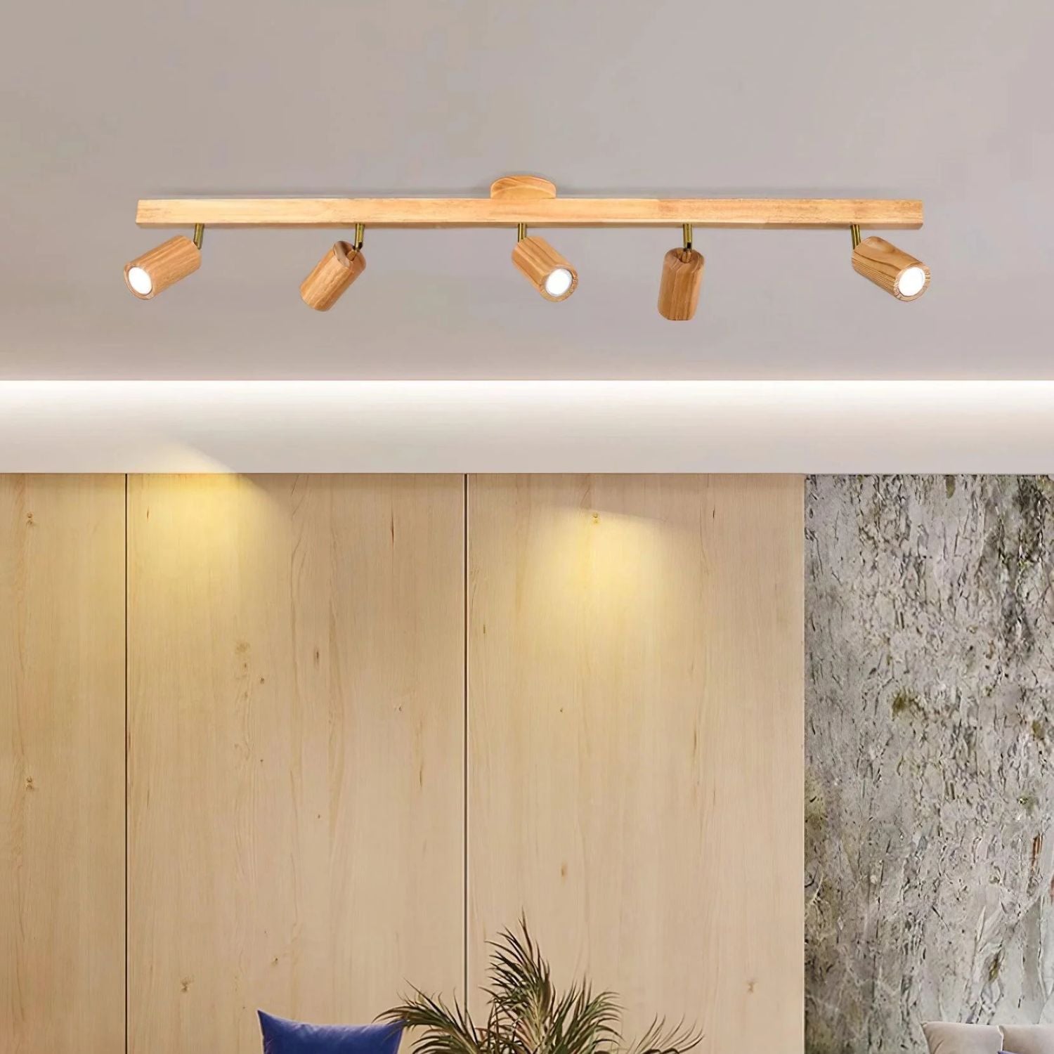 Ceiling Track Light Wood 60.0 cm Adjustable LED Spotlights Living Room Kitchen Hallway Modern Lighting | Thomler