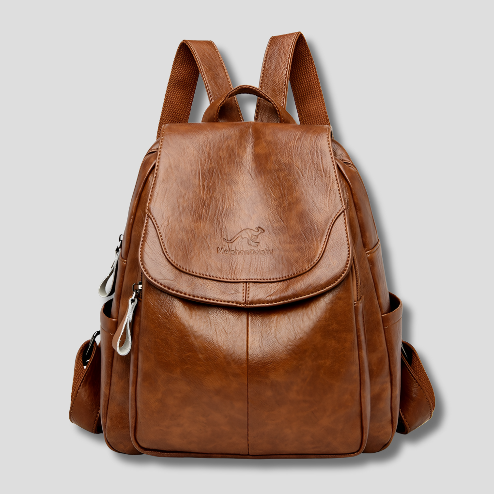 Women's Textured Leather Backpack with Security Features for Work, Travel & Daily Use | Thomler