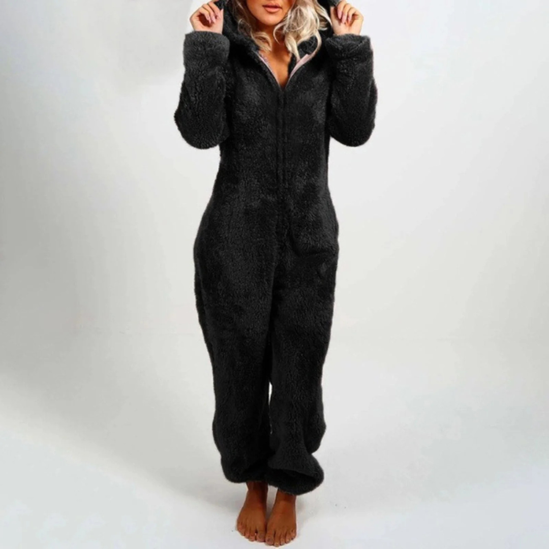 Women's Full-Zip Fleece Onesie Pajama – Plush Loungewear Jumpsuit for Winter Nights, Relaxed Fit Sleepwear for Cold Weather, Cozy Homewear | Thomler