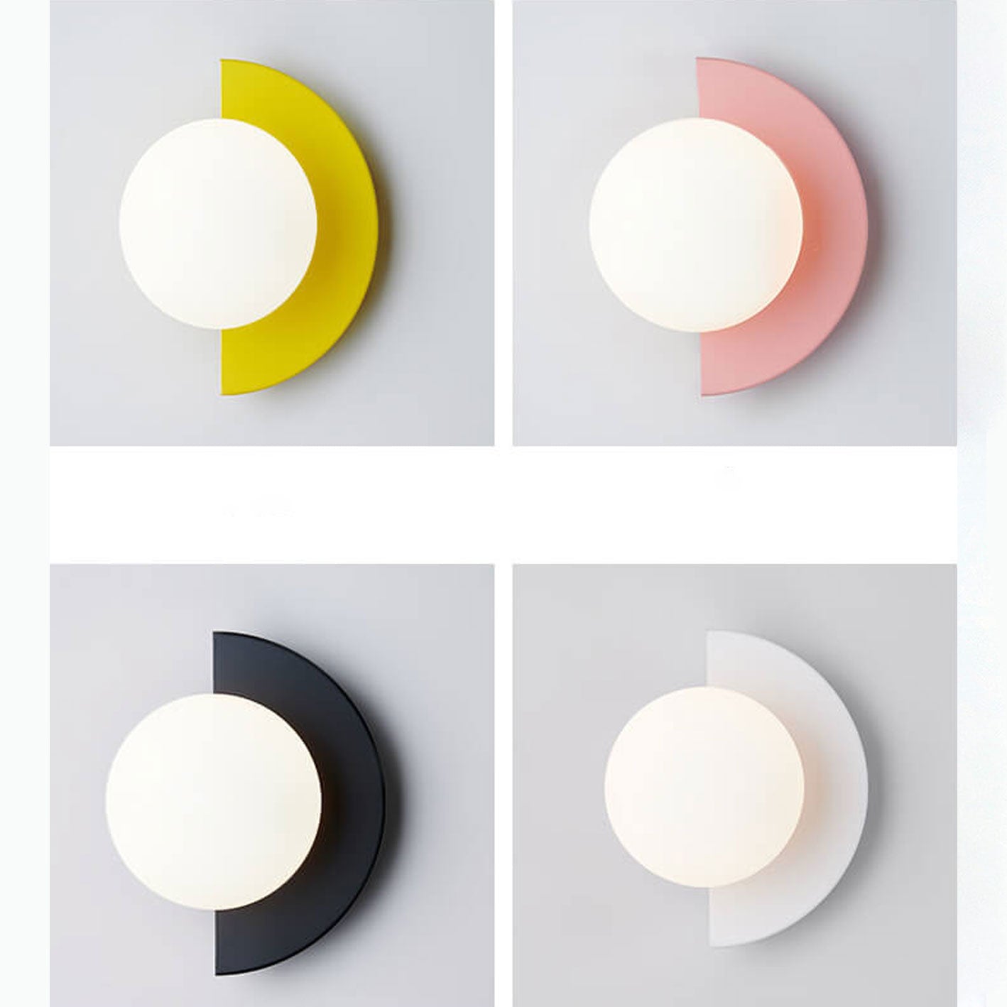 Half-Moon Glass Wall Sconce with Colorful PVC Globe for Living Room & Bedroom | Modern Indoor Accent Lighting Fixture | Thomler