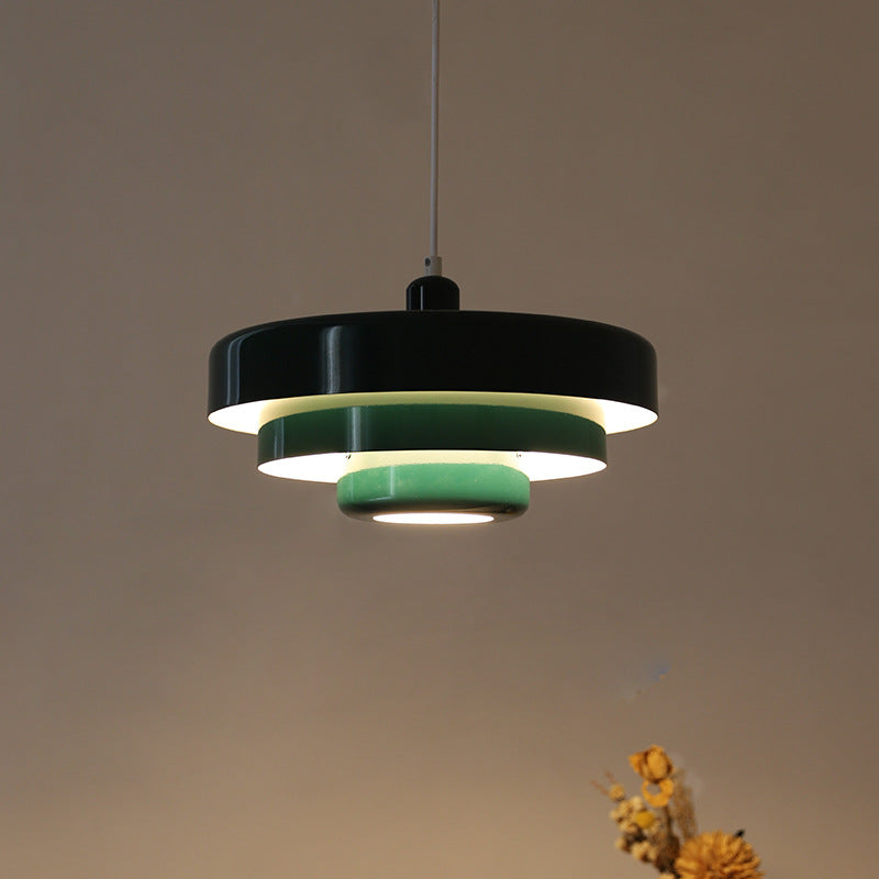 Round Metal Pendant Light 14-Inch Industrial Farmhouse Ceiling Fixture for Kitchen Island Dining Room Bedroom E26 Socket Green Orange | Thomler