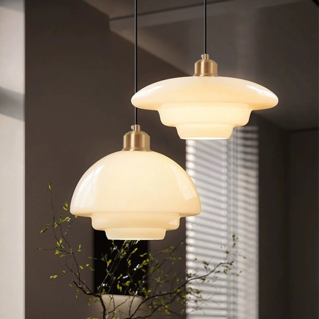 Pendant Light Glass Adjustable 120.0 cm Cream Gold Dining Room Kitchen Island Hanging Ceiling Lamp | Thomler