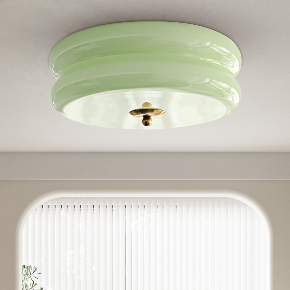 Ceiling Light Glass Metal 13.0 cm Cream Bedroom Living Room Adjustable LED Round Lamp | Thomler