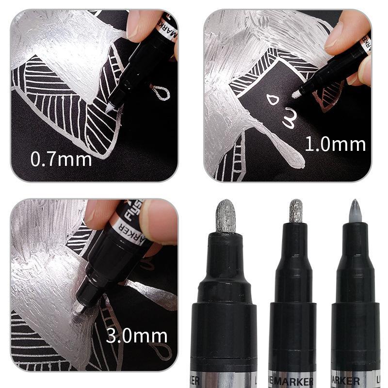 Reflective Chrome Ink Art Pen – Ultra-Glossy Metallic Writing Marker for Crafts, Glass, Plastic & More – 3 Tip Sizes Available | Thomler
