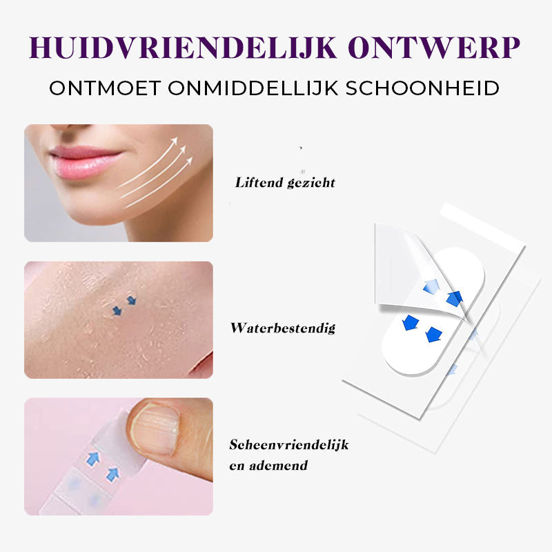Invisible Facial Lifting Tape Strips for Jawline Contouring & Wrinkle Smoothing - Clear V-Shape Face Lift Stickers for Under Makeup - Breath | Thomler