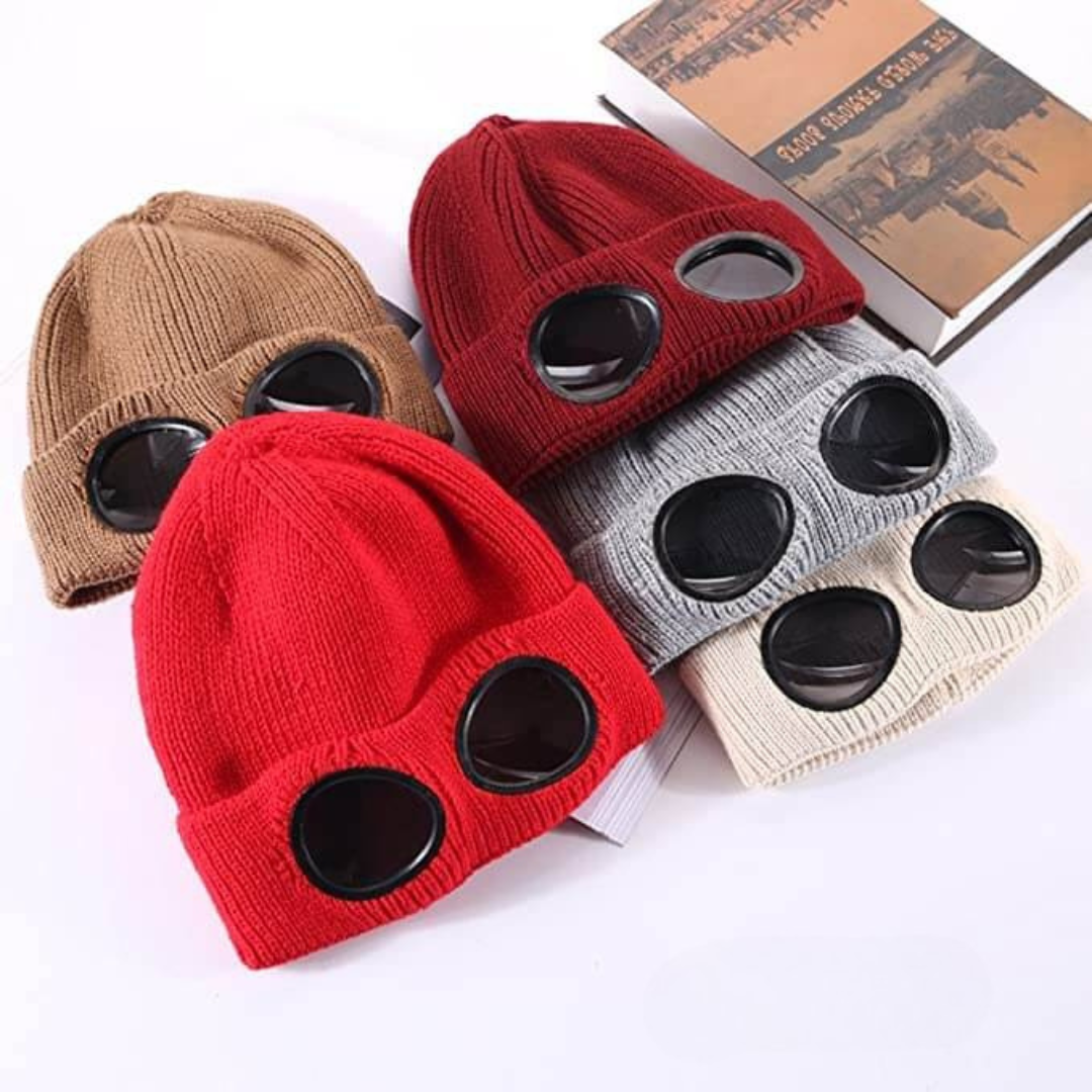 Knit Beanie with Flip-Down Goggles – Windproof Winter Hat for Outdoor Activities | Thomler