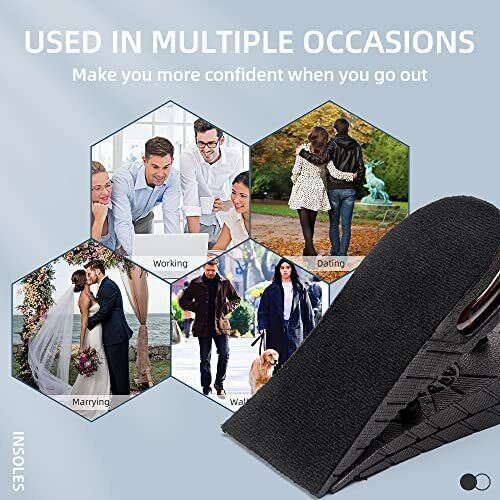 Adjustable Height Boosting Insoles for Men – Shock Absorbing Elevator Shoe Inserts with Ventilated Design – Add 1 to 3.5 Inches | Thomler