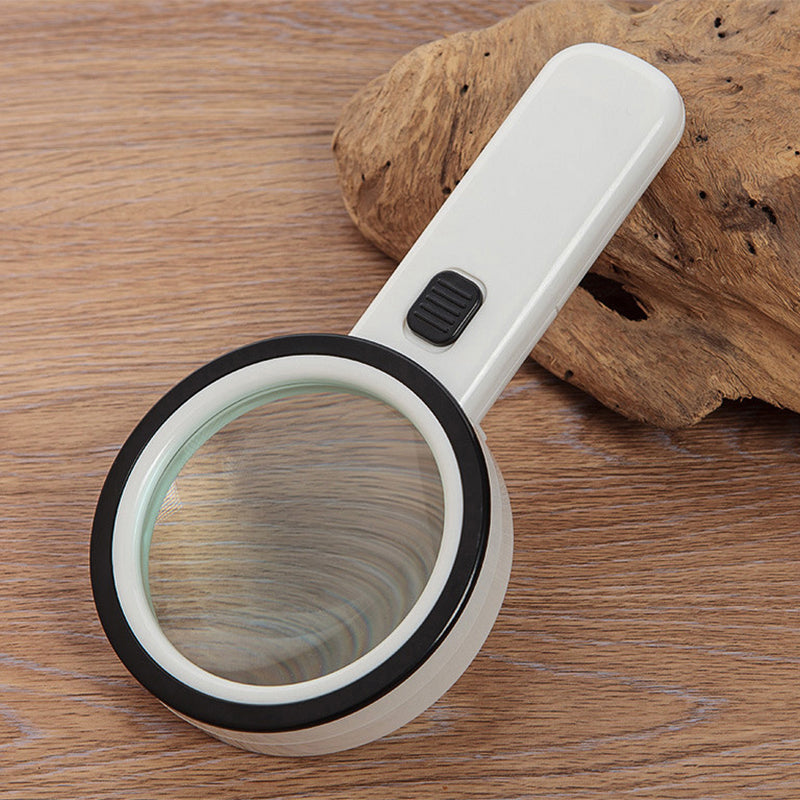 Illuminated Desktop Magnifier with 30X Magnification and 12 LED Lights for Reading Small Print, Labels, Books, Maps, Coins, Jewelry, Hobbies | Thomler