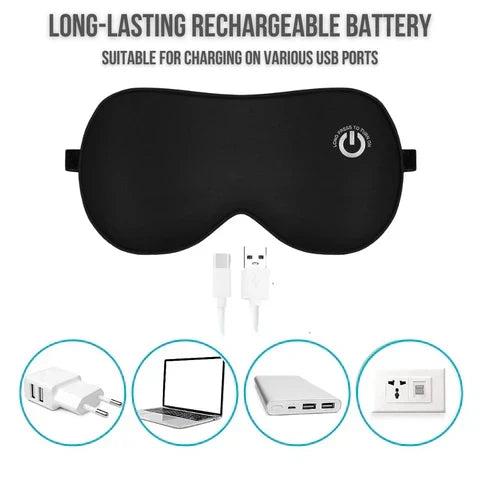 Cordless Heated Eye Mask with 3 Heat Settings & USB Charging for Sleep & Relaxation | Thomler