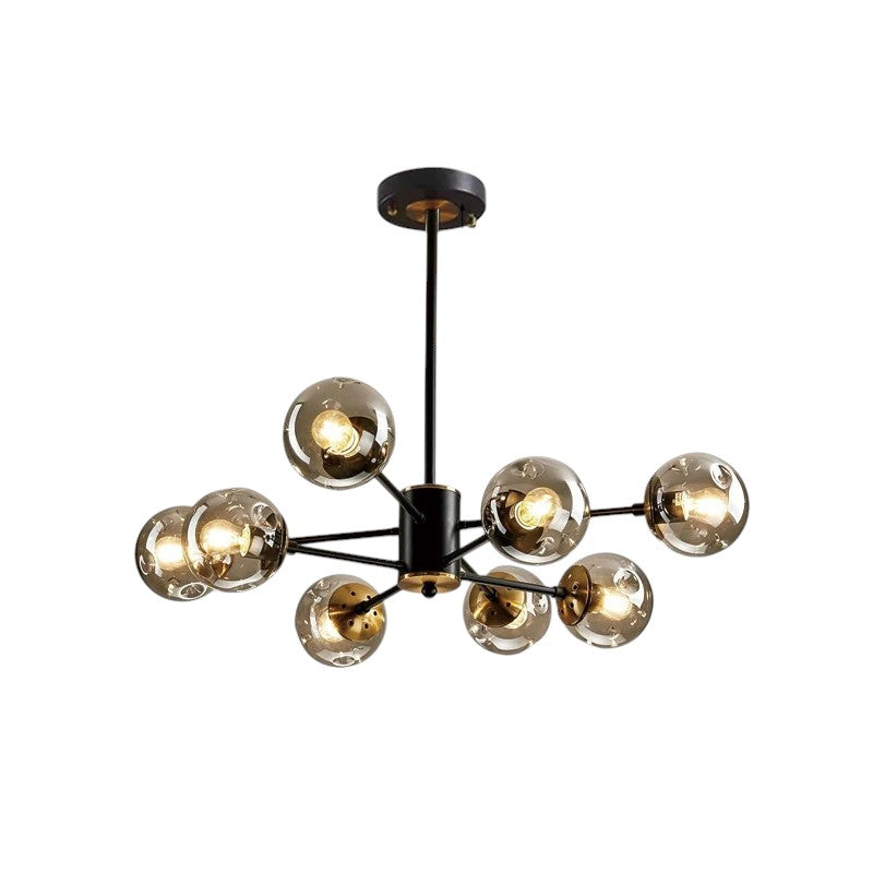 Pendant Light Glass Iron 100.0 cm Black Dining Room Living Room Scandinavian Chandelier Multi Globe Ceiling Light | Thomler