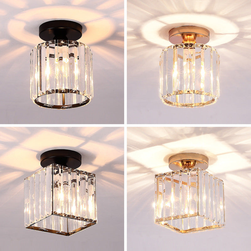 LED Flush Mount Fixture with Adjustable Temperature Settings – Crystal Shade – Square, Round & Hexagon Options | Thomler