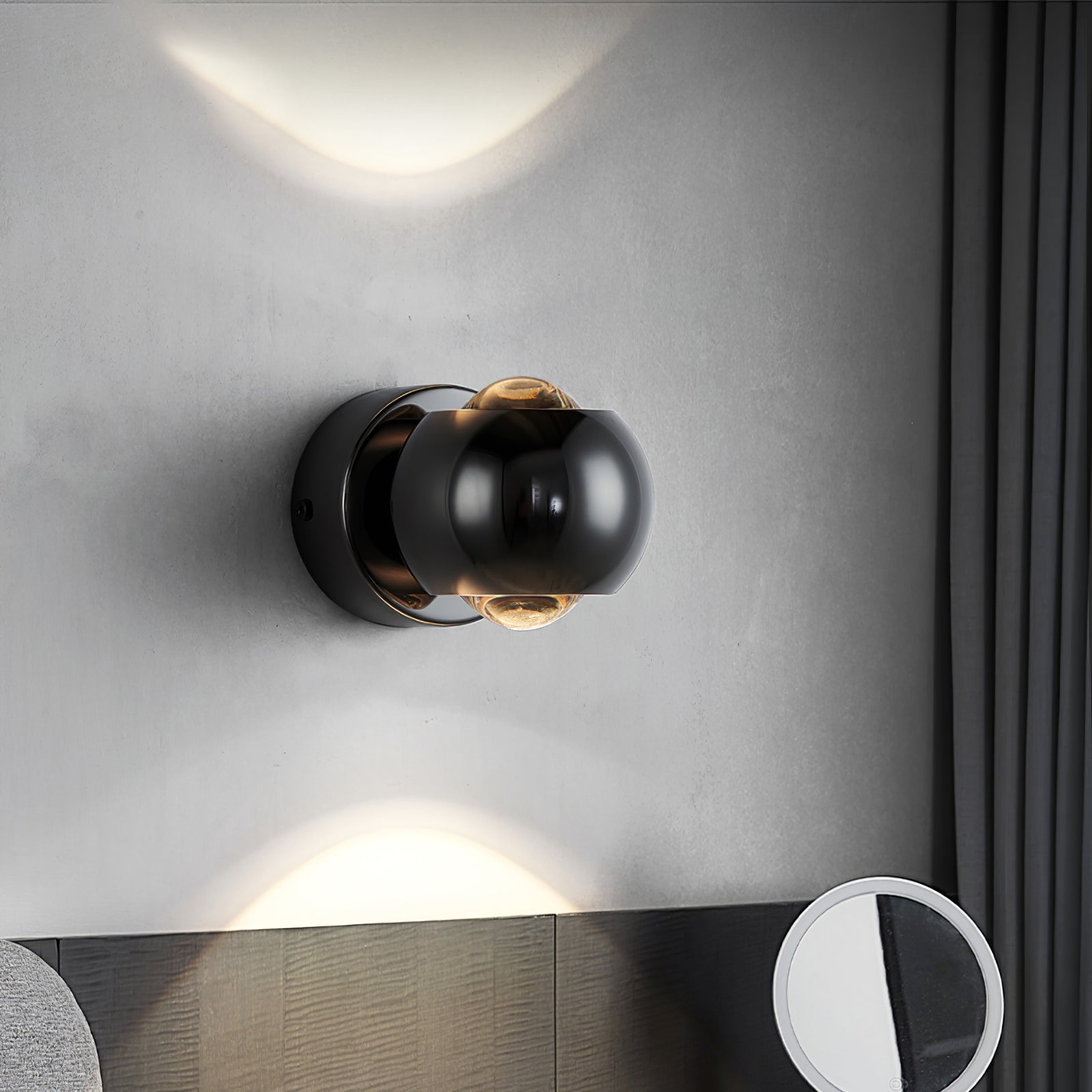 Contemporary Copper LED Wall Sconce Up Down Light for Entryway Hallway Bedroom Bathroom Gold Black Chrome | Thomler