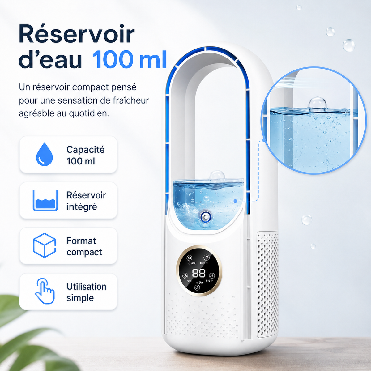 Portable USB Air Cooler Fan with Humidifier & Filter – 6-Speed Personal Desktop Cooling Fan for Home Office Travel Camping – Quiet | Thomler