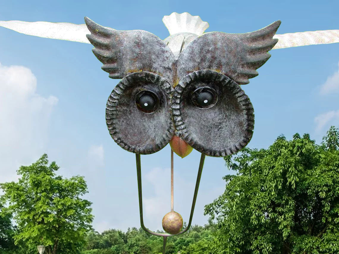Metal Spinning Garden Wind Spinner Sculpture for Yard Outdoor Lawn Ornament Kinetic Windmill Decor Bird Eagle Owl Patio Balcony Decorative | Thomler