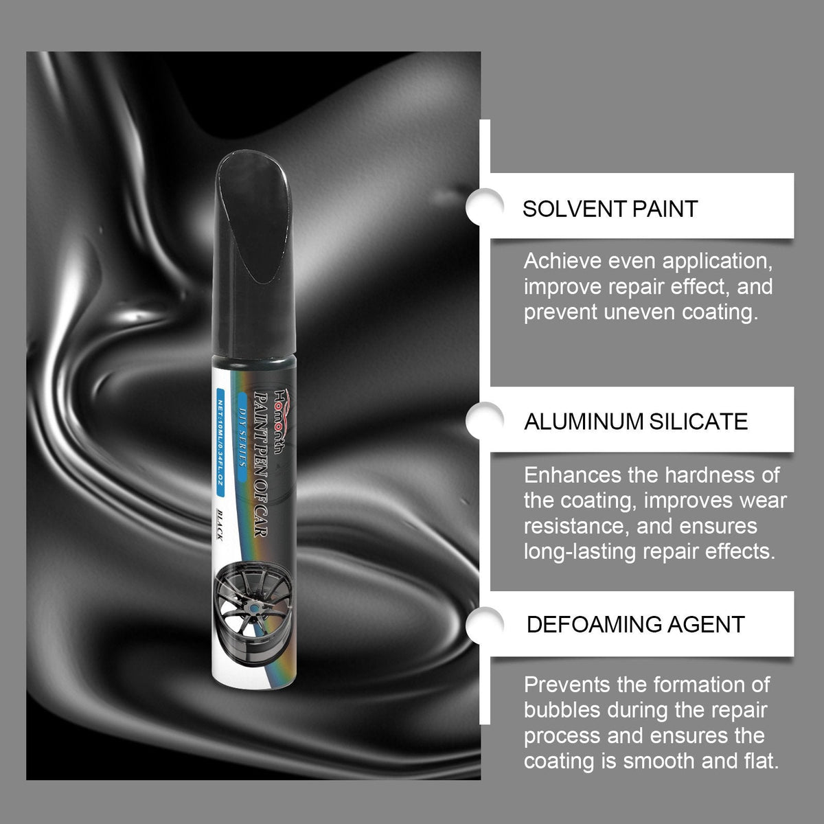Wheel Touch-Up Paint Pen Set – 3-Pack Black Finish Scratch Repair for Rims & Alloys | Thomler