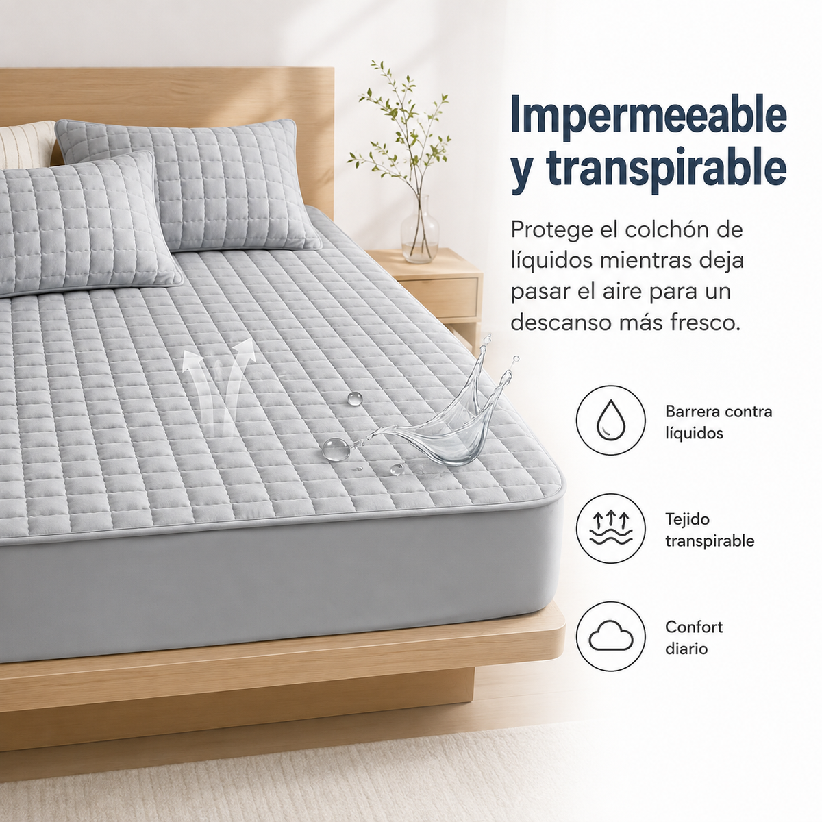 Quilted Waterproof Mattress Protector with Breathable Cooling Layer for Deep-Pocket Beds | Thomler