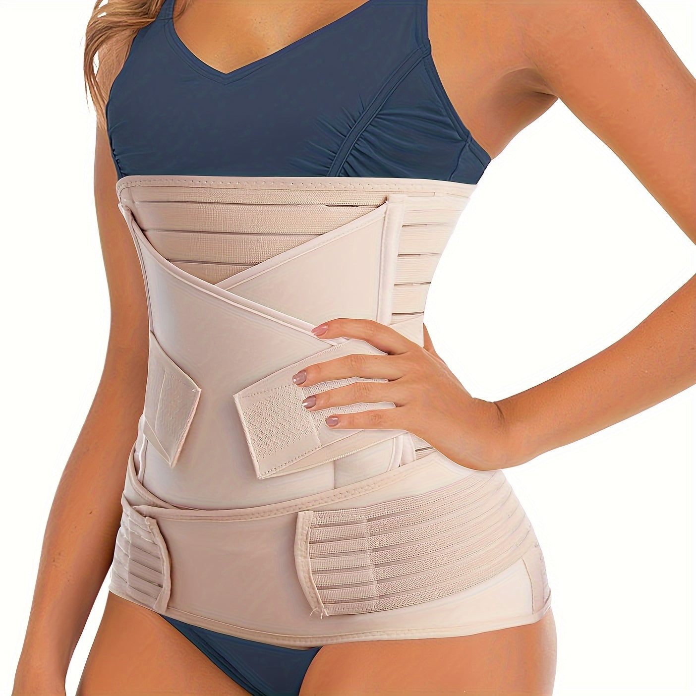 Postpartum Recovery Belly Wrap 3-Piece Support System for Abdomen Waist & Pelvis After Delivery Adjustable Compression Band for C-Section | Thomler