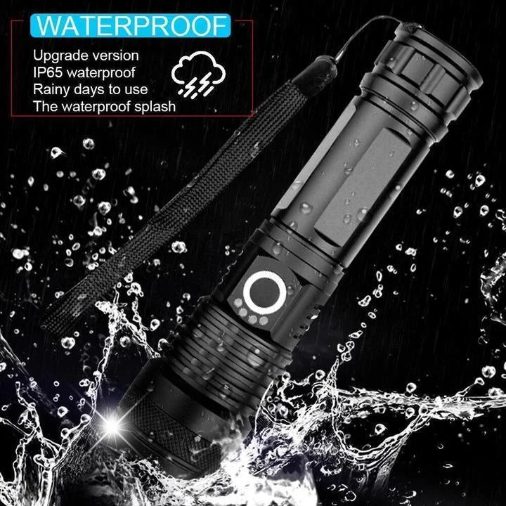 Rechargeable LED Tactical Flashlight USB Zoom Adjustable 90000 Lumen Handheld Torch for Camping Hiking Emergency | Thomler
