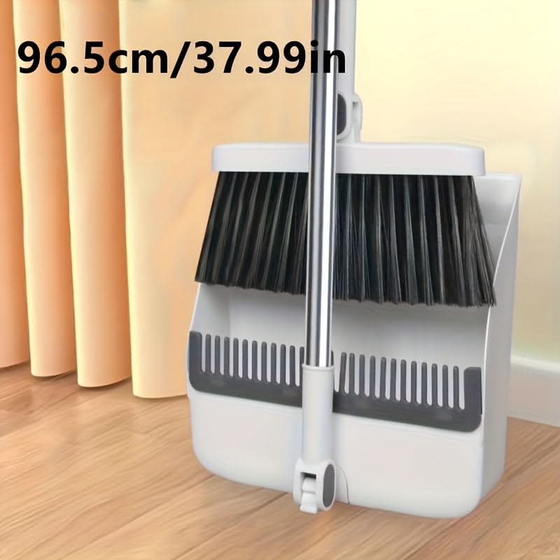 Upright Sweep & Scoop Set with Extended Handle for Floors & Tile – Standup Design, Pet Hair Pickup, Space-Saving Storage | Thomler