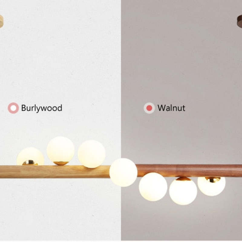 Bubble Glass Pendant Light with Wood Canopy – Modern Orb Ceiling Fixture for Dining Room & Living Room | Thomler